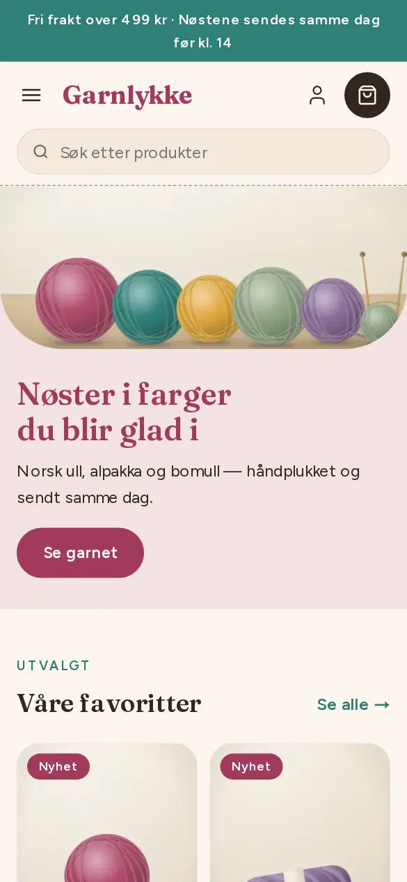Garnlykke vist på mobil