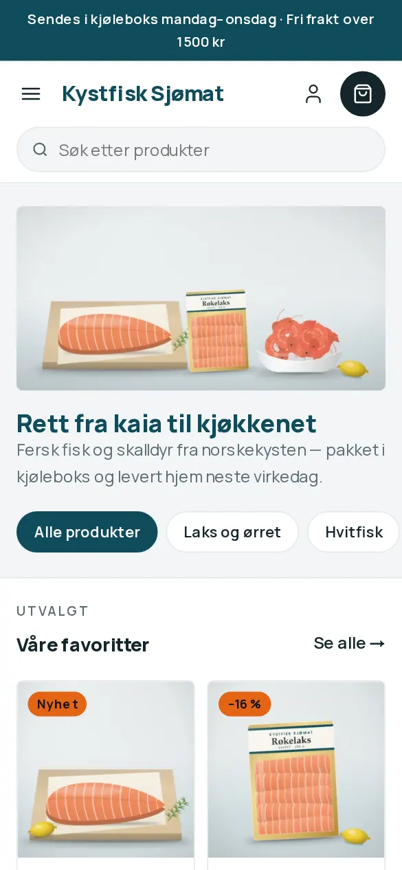 Kystfisk Sjømat vist på mobil