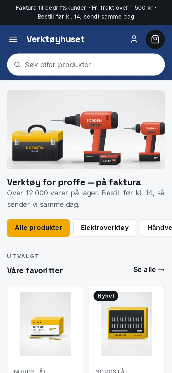 Verktøyhuset vist på mobil