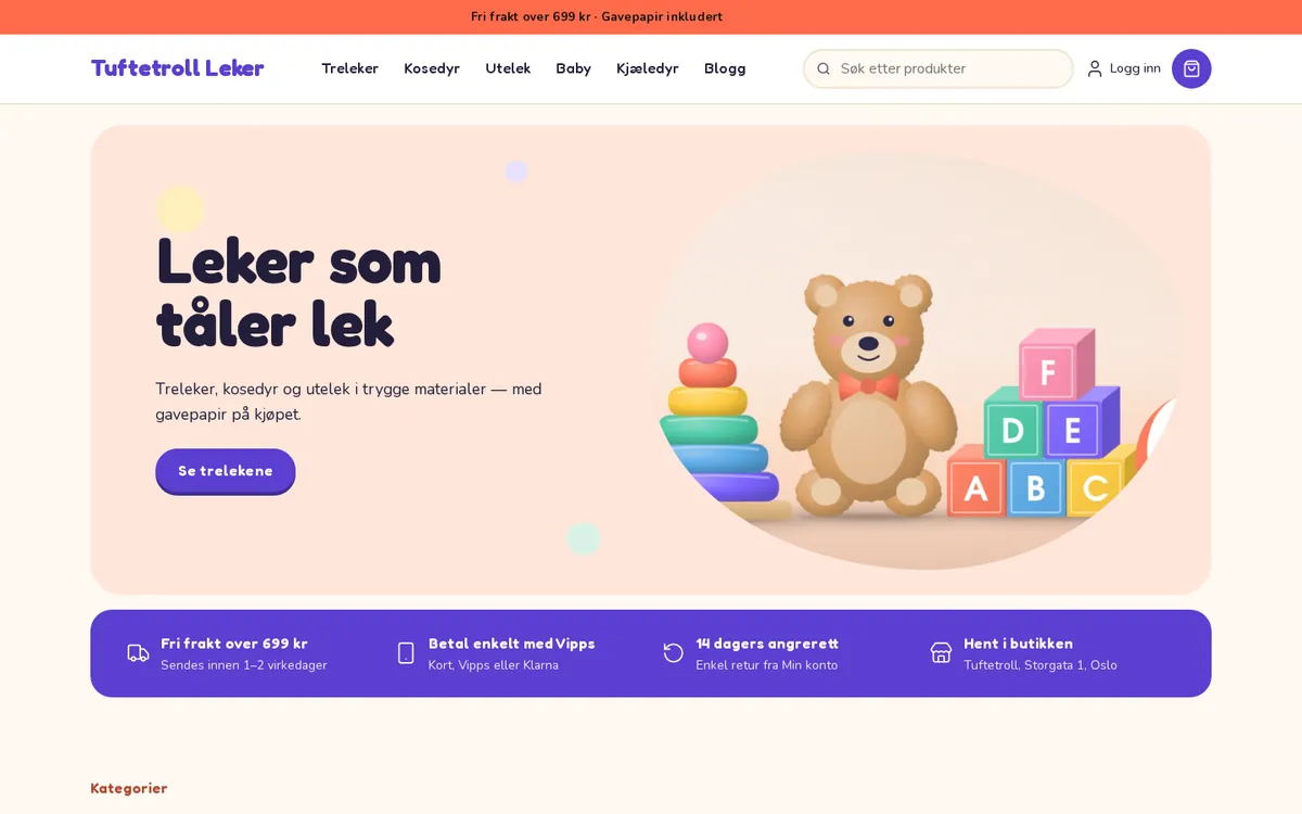 Nettbutikk med malen Lekende