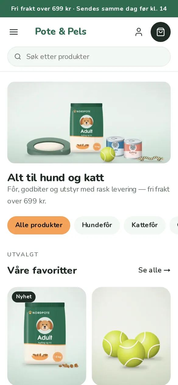 Pote & Pels vist på mobil