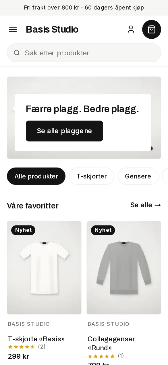 Basis Studio vist på mobil